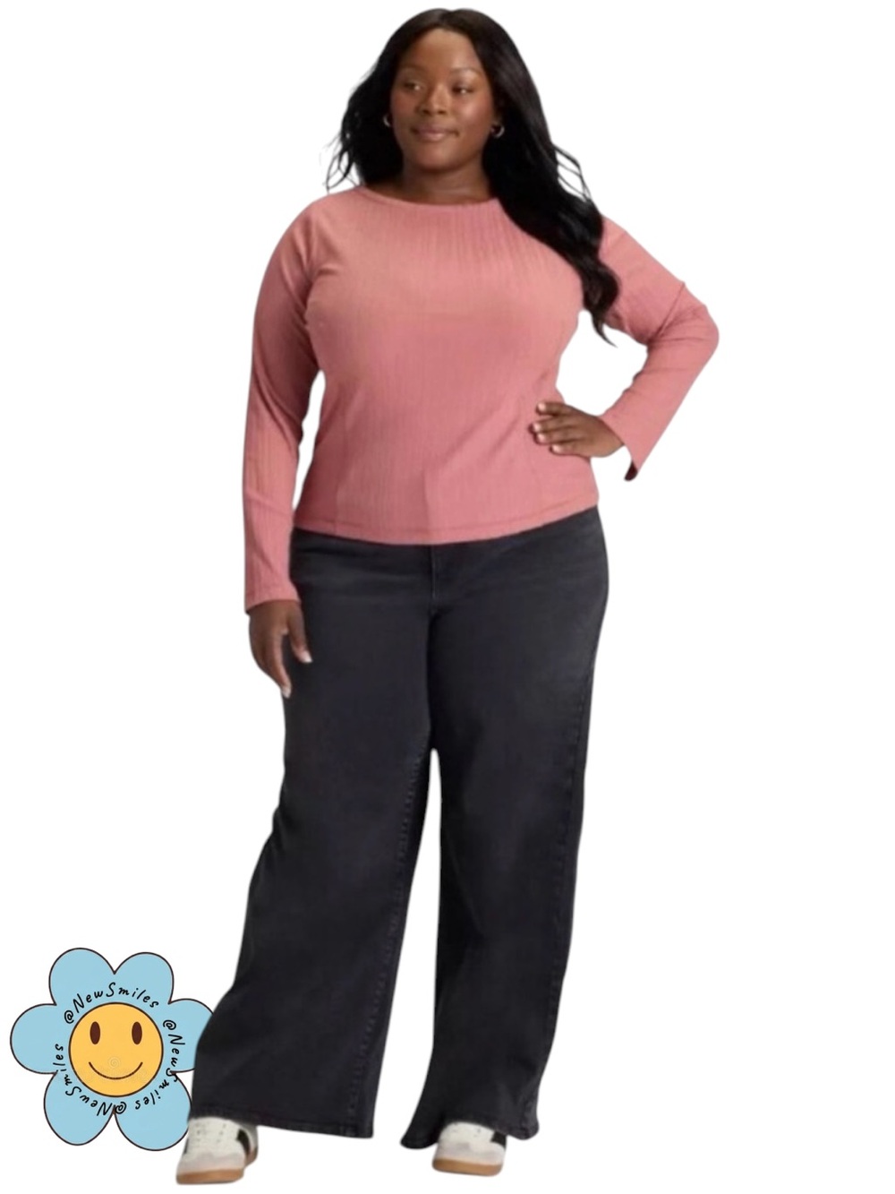 Ava & Viv ~ Black Denim Jeans ~ Wide Leg, Bell Bottoms ~ No Gap Waistband